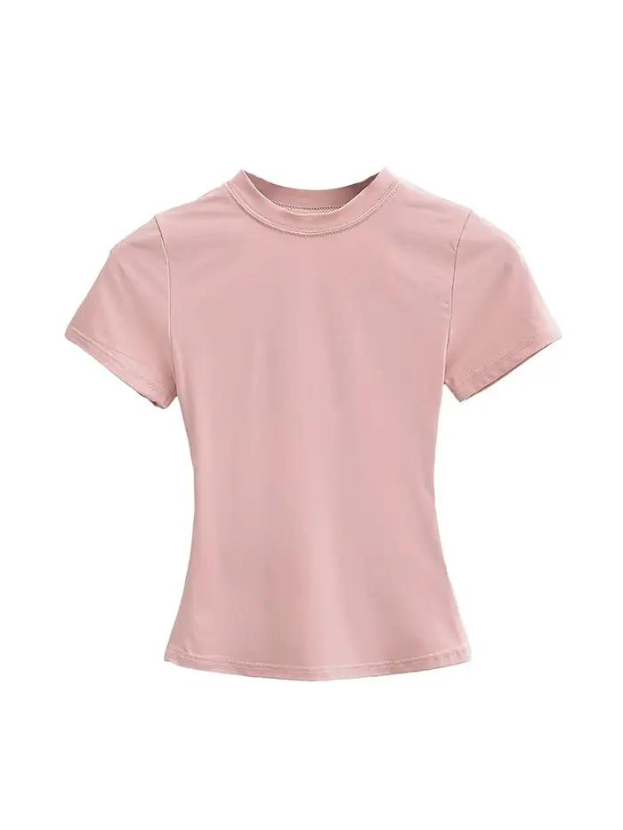 T-shirt manches courtes pour femmes, décontracté, de haute qualité, Sexy, Slim, tendance, couleur un