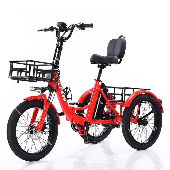 Tricycle électrique pliable pour femme Fatbike, vélo électrique à 3 roues avec panier de chargement,