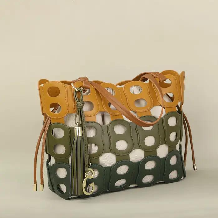 Sac bandoulière PG pour femme – Nouvelle collection de luxe, design épuré, motif ajouré, grande capa