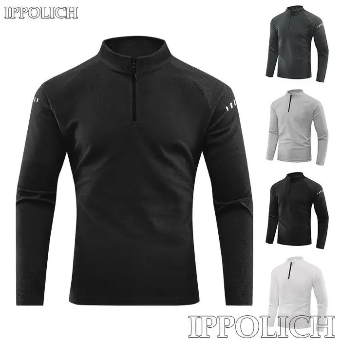 T-shirt réfléchissant à manches longues pour hommes, vêtements de sport, manteau noir respirant, pou