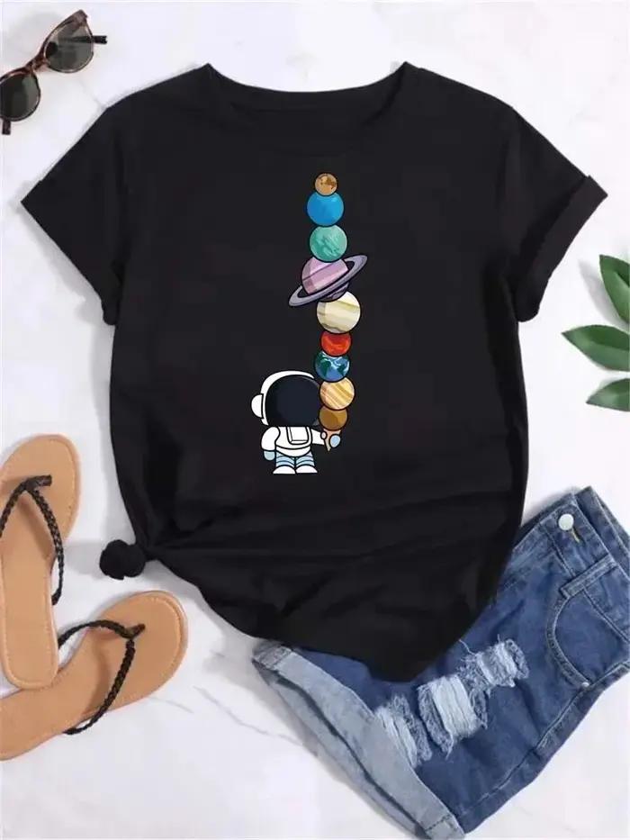 T-shirt graphique à manches courtes pour femmes, grande taille, ample et décontracté, doux et confor