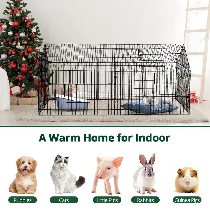 Enclos de parc pour animaux de compagnie avec housse de protection et sol, manteau de course jetable