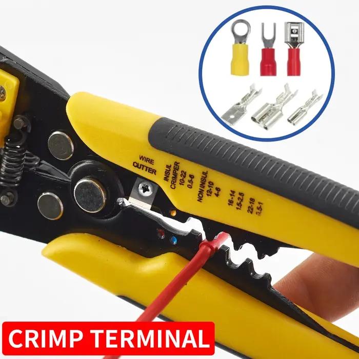 Pince à sertir multifonctionnelle, coupe-câble réglable, dénudeur automatique de fil, outil à main T