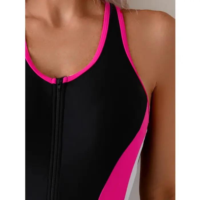 Maillot de bain une pièce fermé avec fermeture éclair, Sexy, pour femmes, sport, surf, body, vêtemen