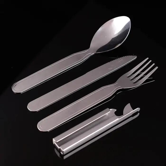 Vaisselle Portable en acier inoxydable, couteau pliable, ensemble d'ustensiles, cuillères, fourchett