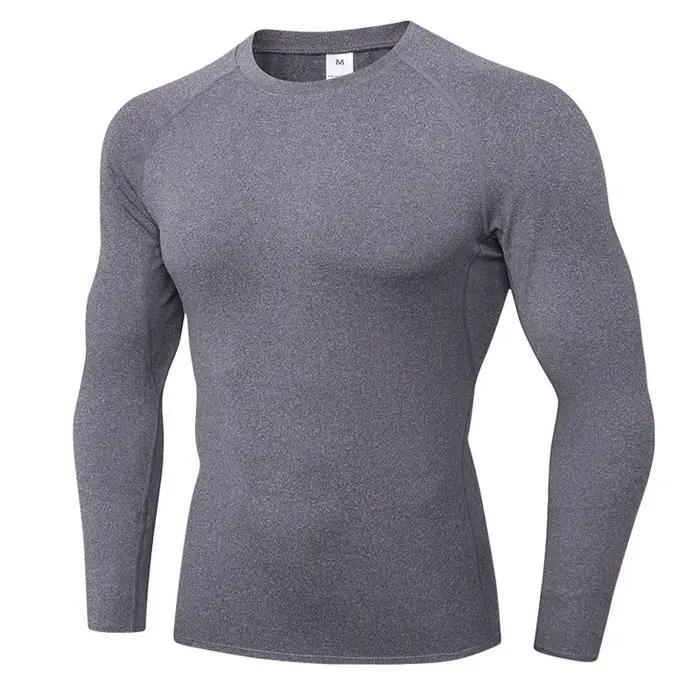 Chemises de Compression pour hommes, T-Shirt d'entraînement à manches longues, hauts de course, couc