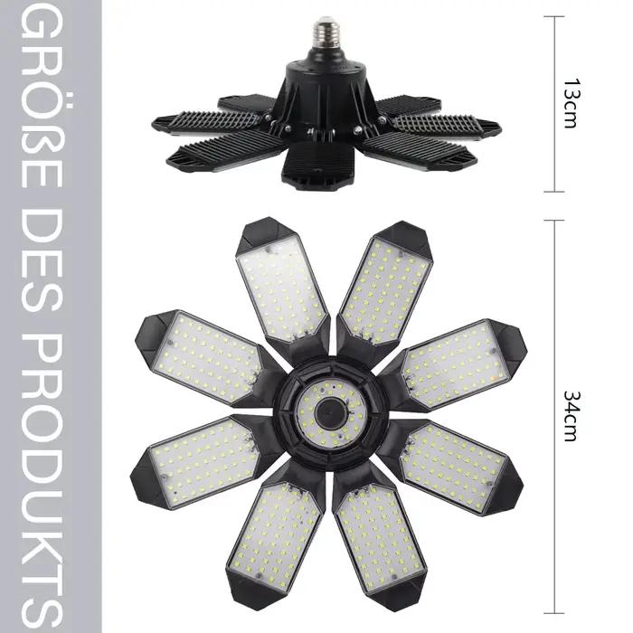 Plafonnier LED pliable avec 10 panneaux réglables, lampe de garage, luminaire industriel, atelier, E