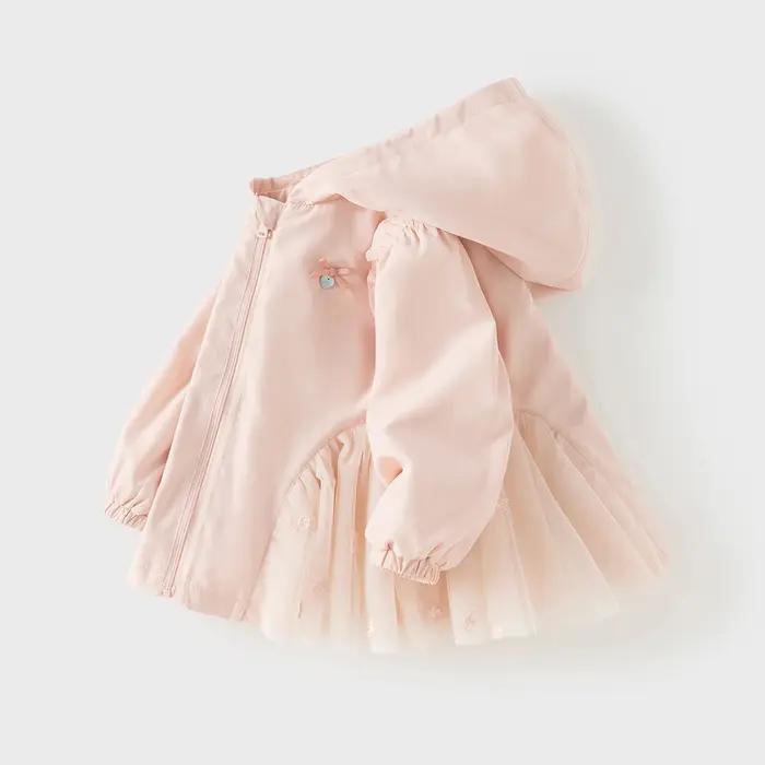 Veste en dentelle et maille pour enfants Dave Bella, veste décontractée rose pour filles, vêtements
