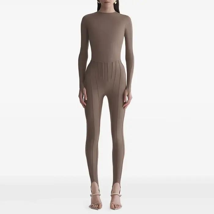TWOTWINSTYLE solide épissé plis Chic pantalon femme taille haute minceur Streetwear minimaliste femm