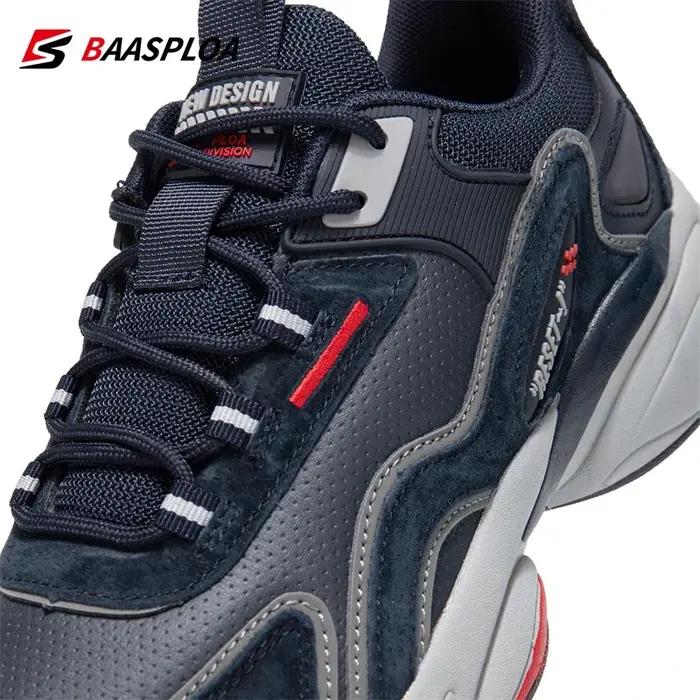 Baasploa chaussures de course légères pour hommes baskets décontractées en cuir de créateur à lacets