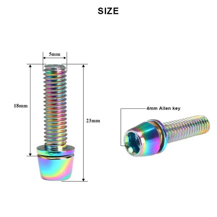 6 pièces/ensemble vis de guidon de vélo en acier allié coloré plaqué titane M5 * 18MM vtt vélo poign
