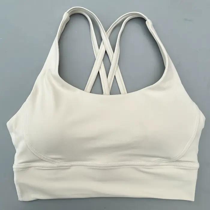 Soutien-gorge de fitness pour femmes dos croisé - Haut sportif antichoc avec coussinets push-up