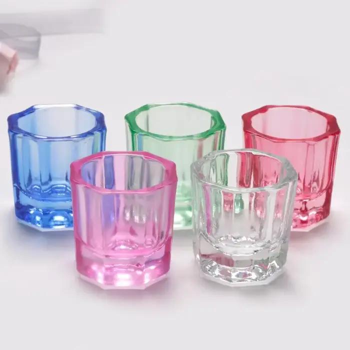 Plat Dappen en poudre acrylique en verre de cristal, tasse à ongles, bol de brosse de lavage, outils