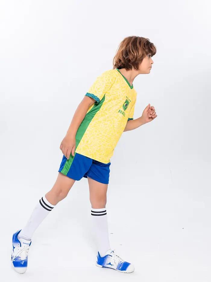 Suruida Maillot de football Brésil pour enfants Ensembles de sport pour garçons et filles Kits de ma
