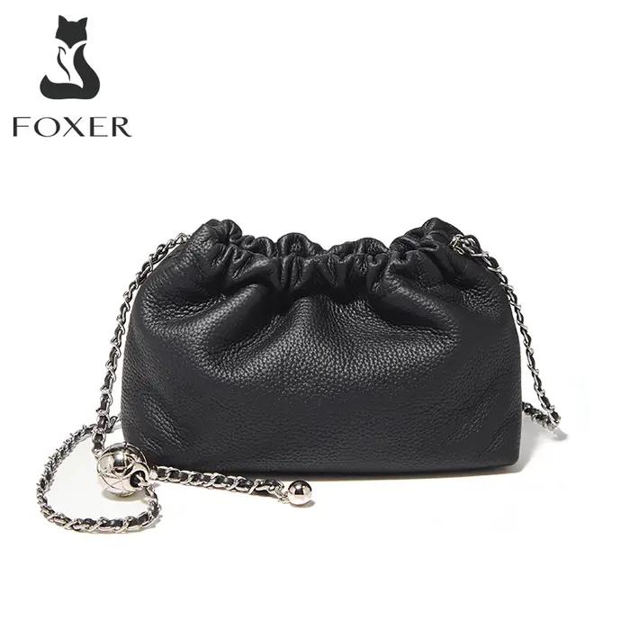 Sac bandoulière chic et compact FOXER 2026 pour femme en cuir véritable, mini sac à bandoulière tend