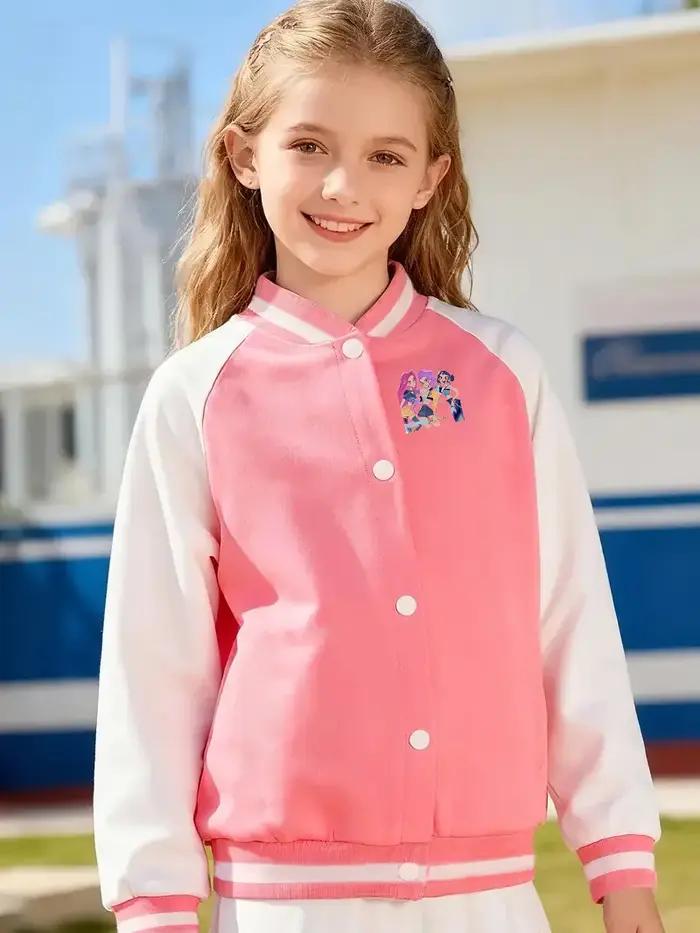 Vestes de Baseball roses décontractées et à la mode pour filles, automne et hiver, avec motifs impri