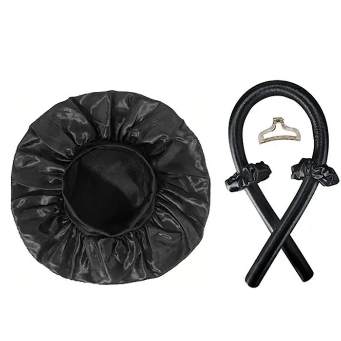Ensemble de bonnets de couchage en Satin, sans chaleur, bandeau à friser, pince à cheveux, anneaux p
