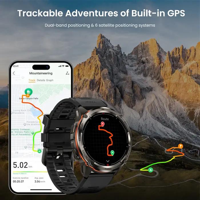 KOSPET TANK T3 Ultra 2 GPS montre intelligente robuste hommes boussole altimètre barométrique 470mAh