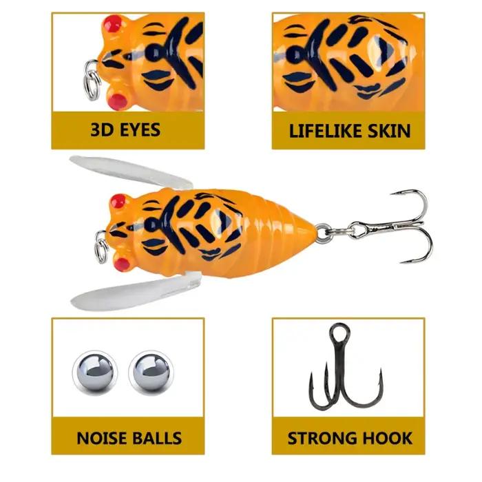 1 pièces Simulation cigale dur faux appât leurre de pêche 5 cm 6g bionique Iscas artificiel Wobblers
