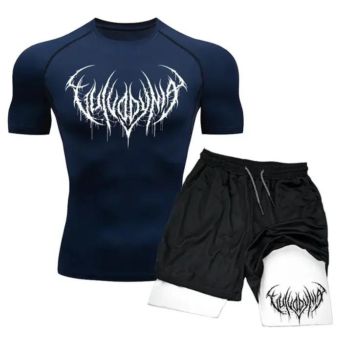 Ensemble t-shirt et short de compression pour homme, maillot moulant à séchage rapide, survêtement d