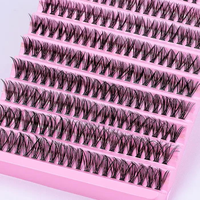 Kit d'extension de cils à faire soi-même, 200 pièces, grappe de cils individuelle, boucles D, mélang