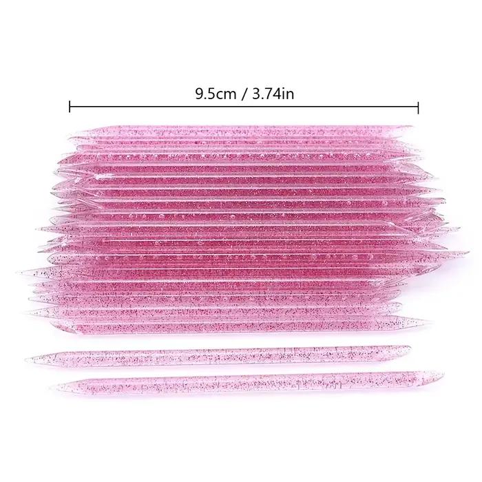 10/50/100 pièces bâton de cristal réutilisable Double extrémité Nail Art poussoir à cuticules outil