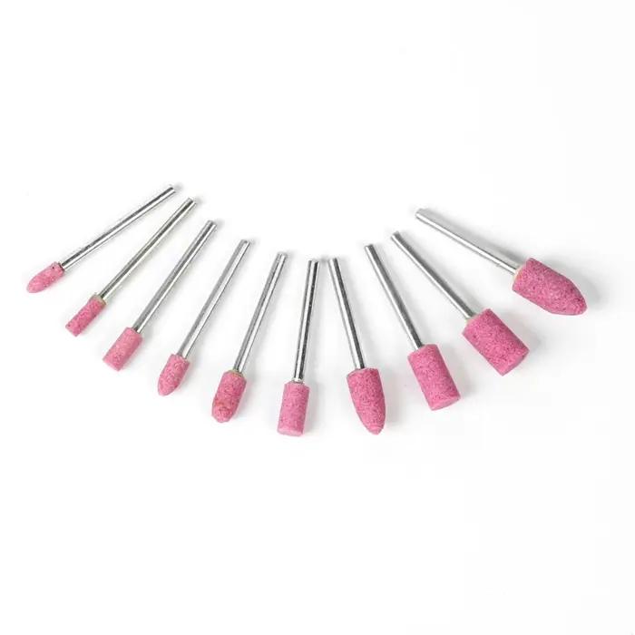 Assortiment de meule à pointe montée en céramique, roue à tête de 4 à 10mm pour perceuse Dremel, out