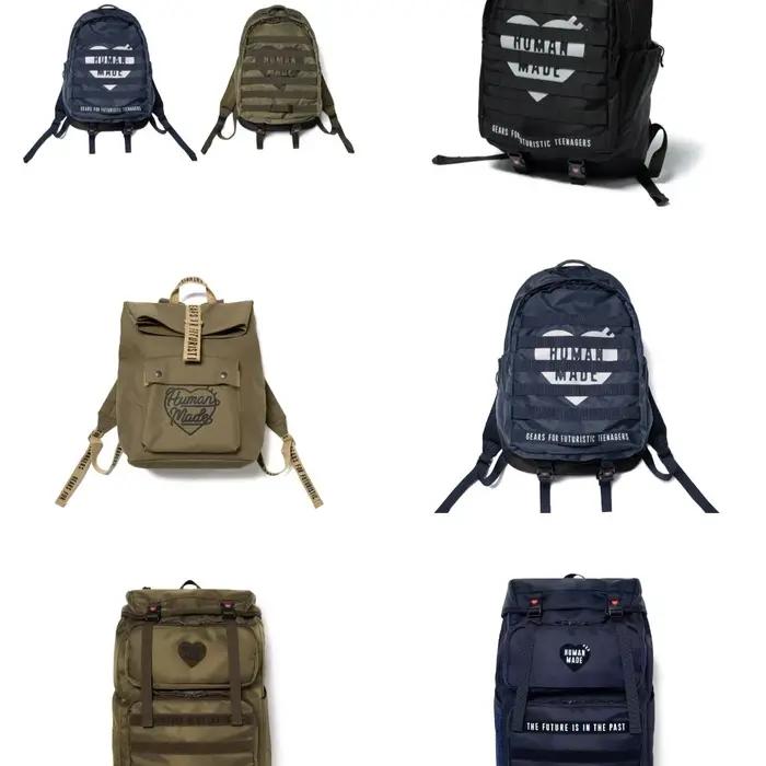Sac à dos en nylon de style rétro américain Human Made, sac à dos de voyage de grande capacité, sac