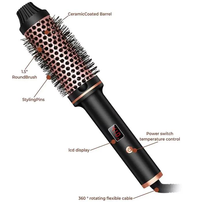 Brosse thermique 1.5 pouces, brosse à friser chauffante, fer à friser en céramique, brosse volumisan