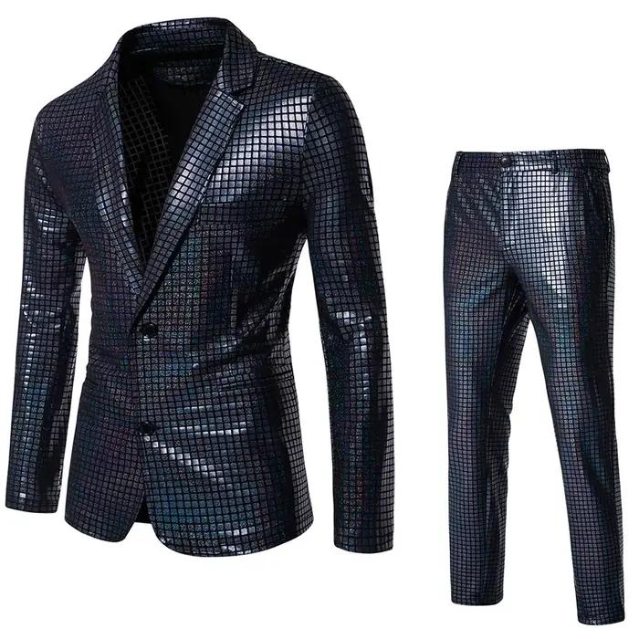 À la mode nouveaux hommes paillettes marquage à chaud costume Disco Cosplay fête scène discothèque b