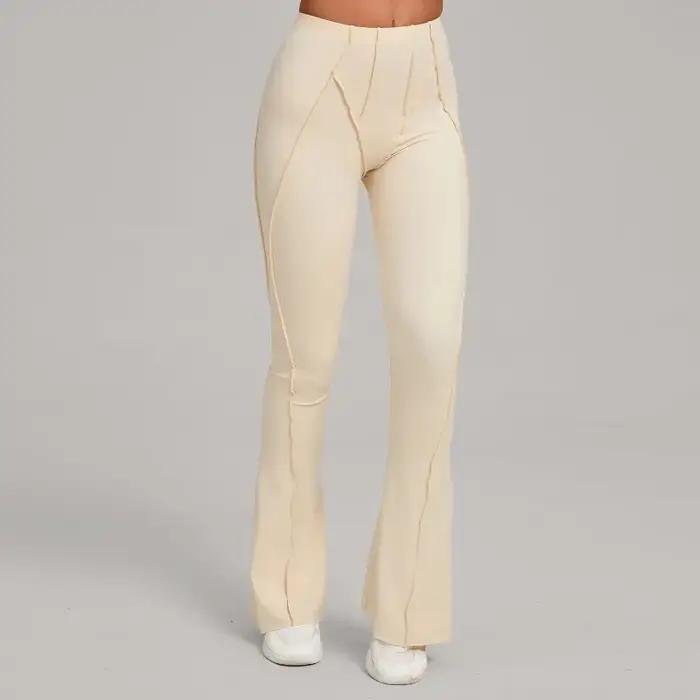 Pantalon évasé de Yoga pour femmes, jambes larges, moulant, levage des hanches, danse, taille haute,