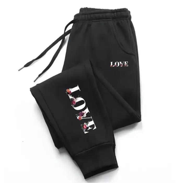 Pantalon de survêtement pour femmes design moderne imprimé lettre d'amour élégant pour sport et quotidien occasions spéciales décontracté et polyvalent