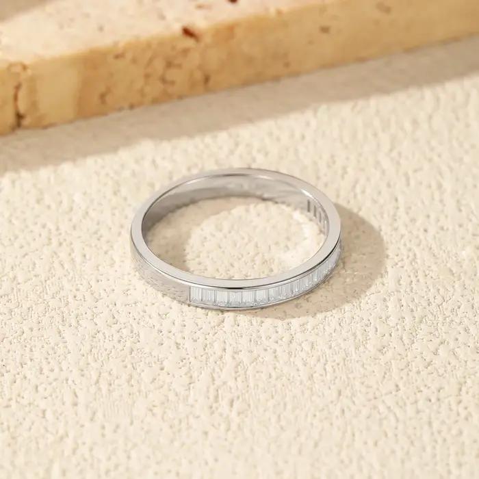 MODIAN – bagues empilables rectangulaires en Moissanite, couleur D éblouissante, en argent Sterling