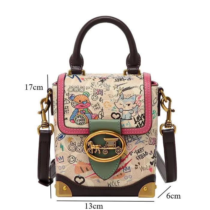 Sac à poignée supérieure Graffiti de grande capacité, sacs à bandoulière simples pour femmes, petit