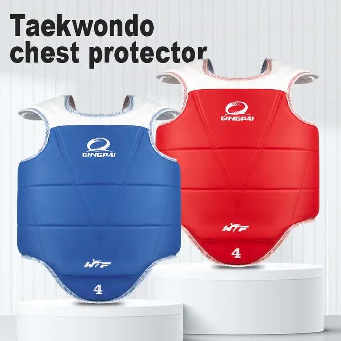 Protège-poitrine traditionnel Taekwondo enfants hommes femmes rouge bleu karaté approuvé WTF TKD