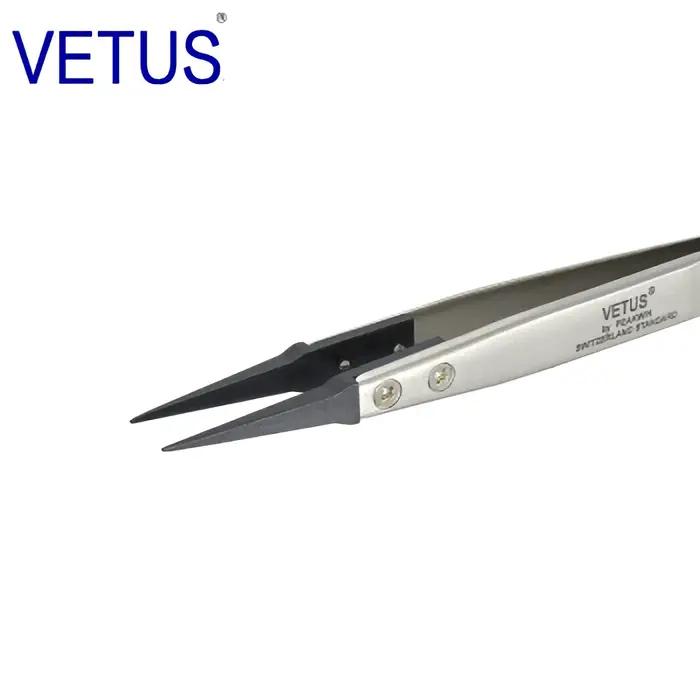 VETUS ESD-259A pince à épiler antistatique à tête Interchangeable corps en acier inoxydable tête en