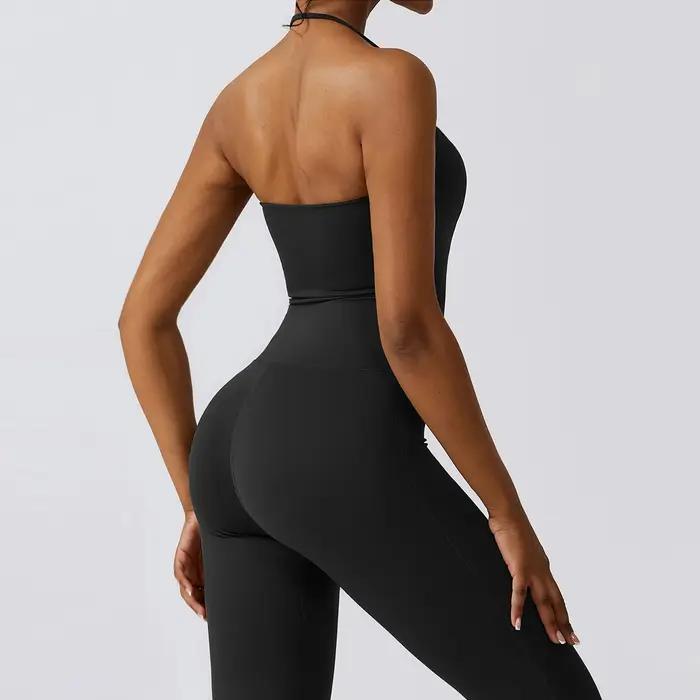 Costume Yoga une pièce sans manches pour femmes ensemble gymnastique fitness body push up entraînement sportif harmonie mouvement fluidité bien-être