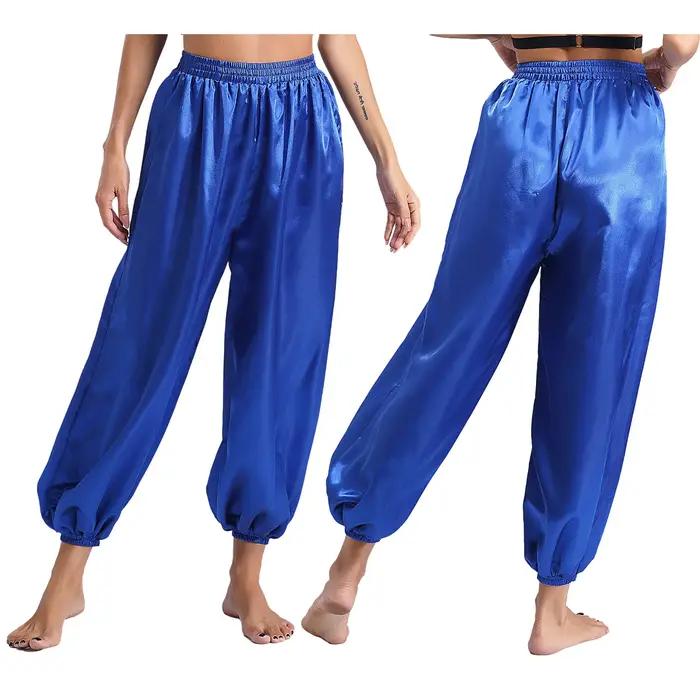 Pantalon ample en satin pour femmes, idéal pour la danse du ventre, la danse indienne, les fêtes à t