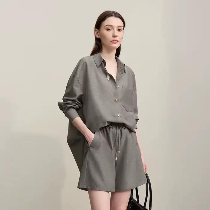 Chemises décontractées pour femmes Amii, Nouvelle collection été 2026, Style vacances, Ensemble shor