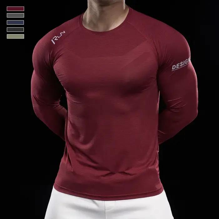 Chemise de compression à manches longues pour hommes, t-shirt de course, survêtement de jogging, che