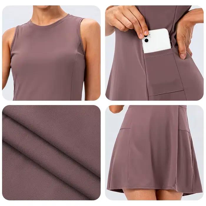 Robe de tennis avec short intégré pour femmes tissu fibrGolf respirant et pratique pour le tennis badminton fitness et course à pied