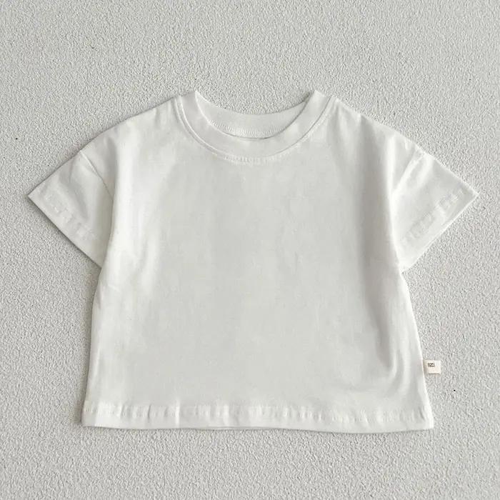 Été bébé garçons filles T-shirt enfant en bas âge dessus de couleur unie vêtements Style coréen infa