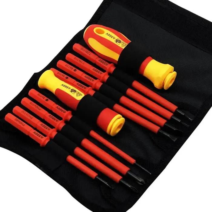10pcs tournevis isolé avec une tête interchangeable Plum Blossom tête