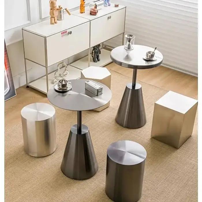 Tabourets de maison en acier inoxydable, café, chaussure ronde légère, tabouret de luxe, table créat