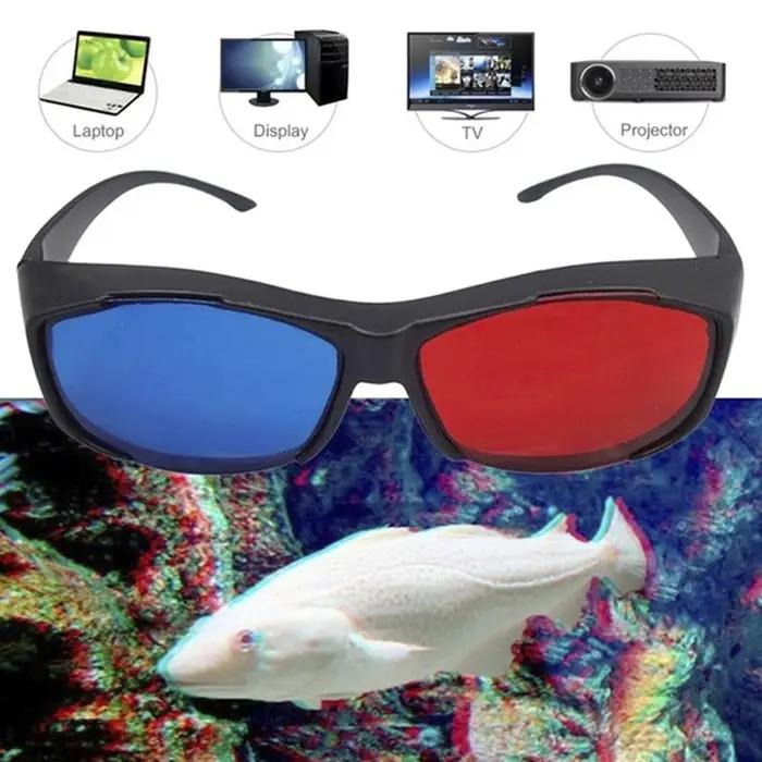 Lunettes 3D universelles pour jeu de film Anaglyph, monture noire, rouge, bleue, de haute qualité, n