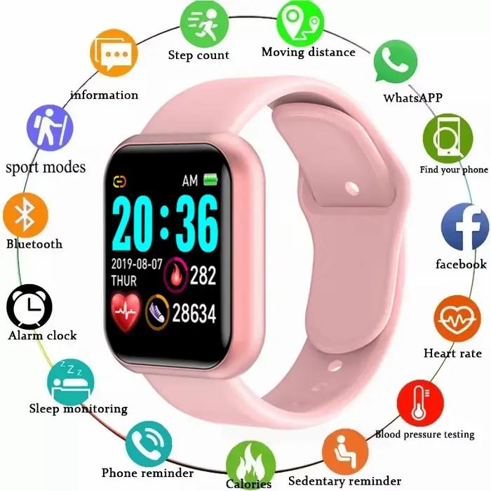 Montre multifonctionnelle Y68 Bluetooth compatible téléphone fitness sommeil surveillance occasionnels entraînements hommes femmes