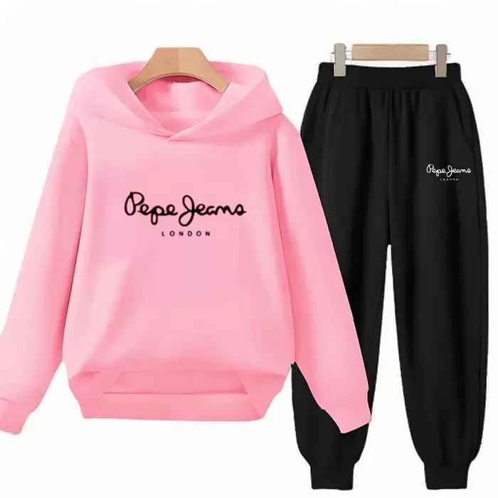 Garçon filles sweat à capuche pour enfants costume hauts + bas Toddle noir Sweatshirr blanc enfant 3
