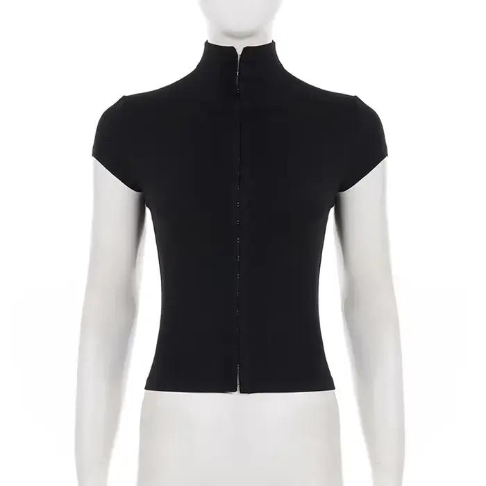 Haut féminin rétro américain style Y2K, design Spice Girl, boutonné, slim, sexy, original, couleur u