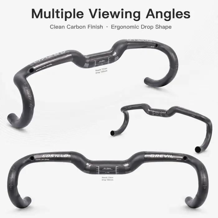 Guidon de vélo de gravier en carbone GREVIL T1000 pour vélo de route cyclocross descente chemins escarpés