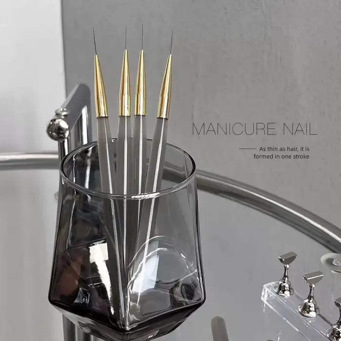 Ensemble de pinceaux professionnels pour Nail Art, 5 pièces, pinceaux à ongles à lignes fines, pince
